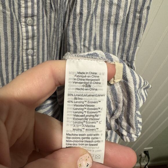 Madewell Striped Linen Blend Tiered Midi Dress Size XXS - Picture 4 of 5
